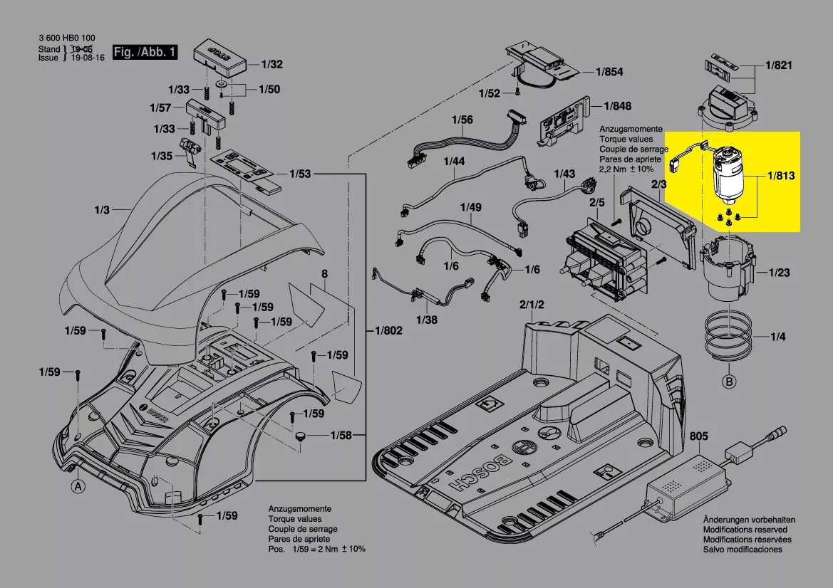 Moteur entraînement lame Indego réf. F 016 104 897 Bosch